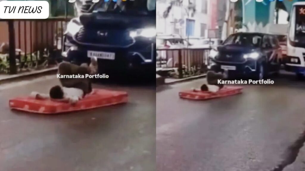 Bengaluru man madness sleeping on a busy road